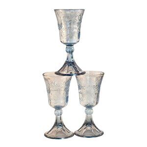 Blue TIARA INDIANA GLASS Last Supper Communion Religious Chalice Wine Goblet Exc